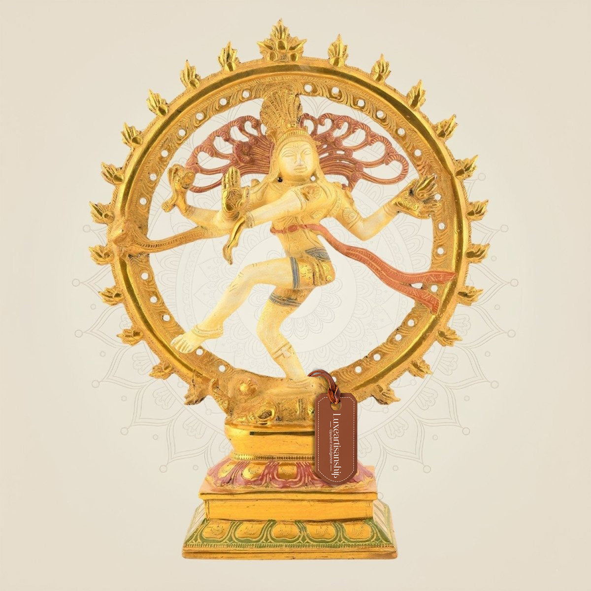 Nataraja Pure Brass Statue – 13" Mud Finish Multicolor Handcrafted Decor