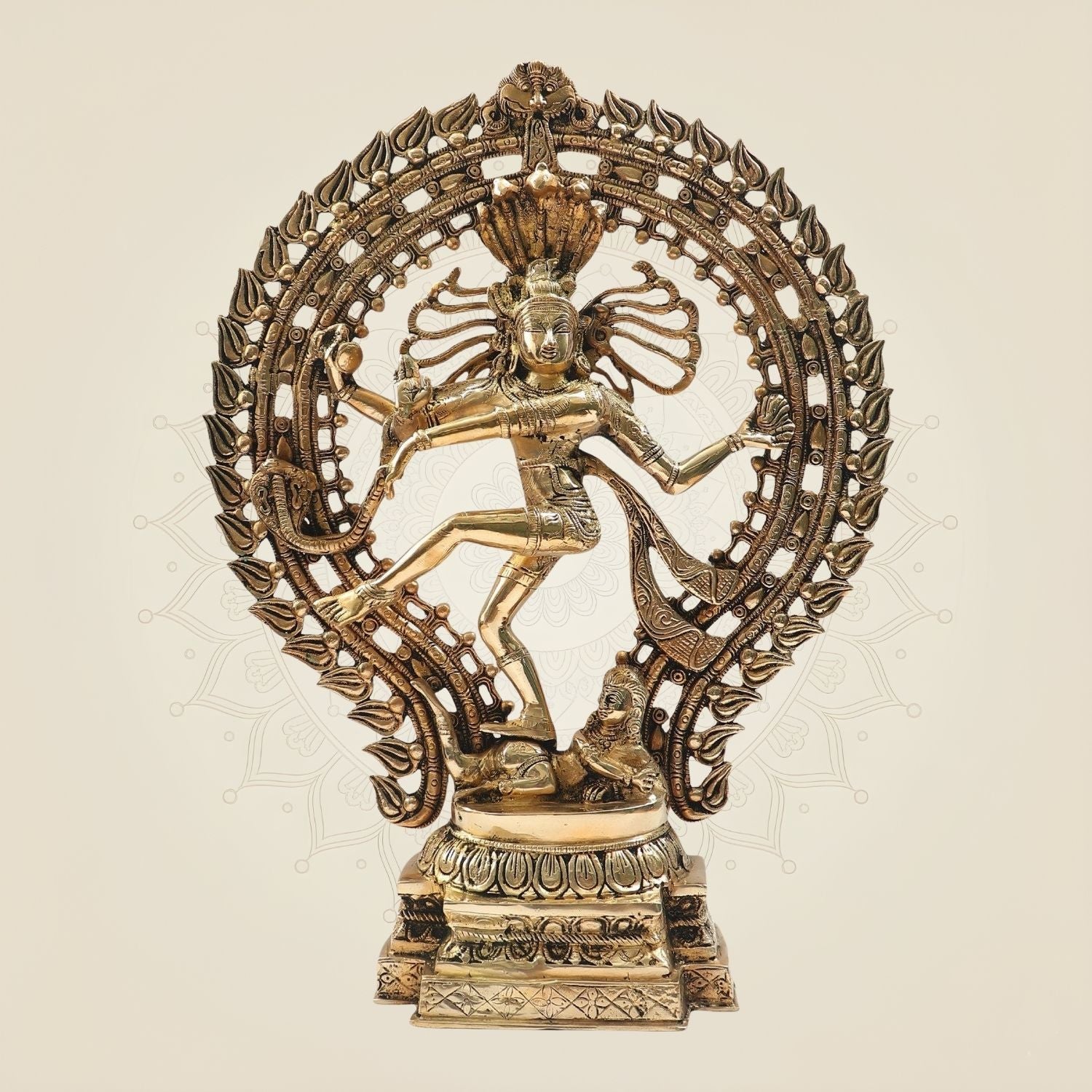 Brass Nataraja Murti 21.5" - Big Size Lord Shiva in Cosmic Dance Form Idol