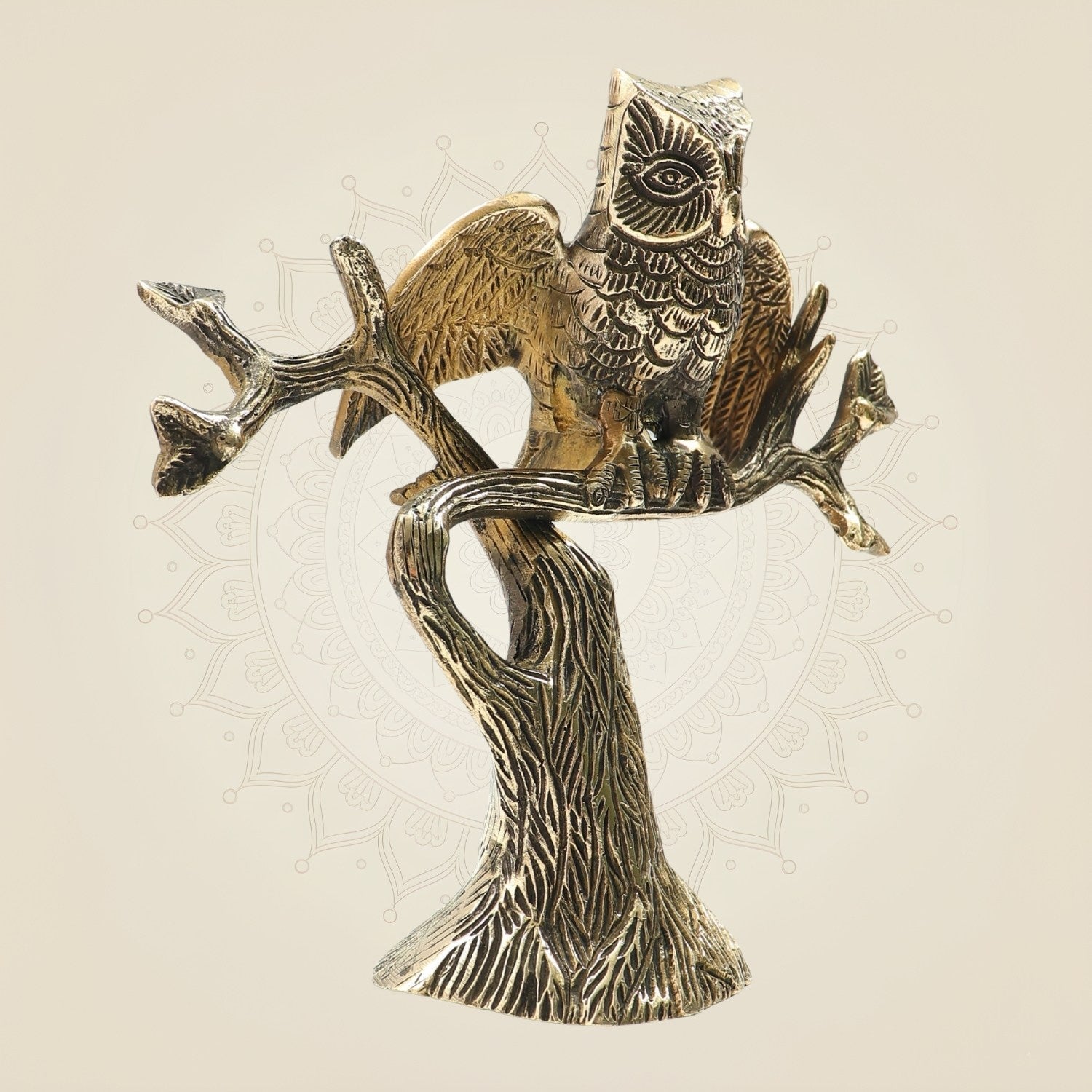 Brass Owl on Tree Showpiece