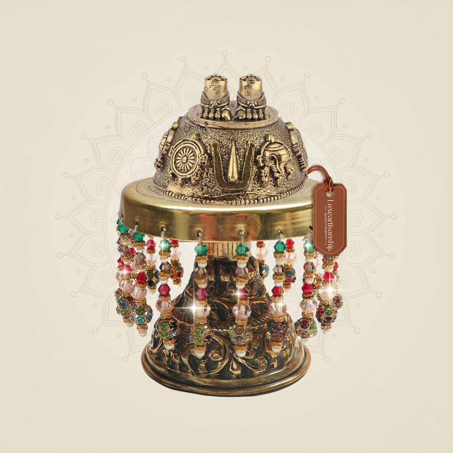 Brass Charan Paduka Balaji Chowki Base Idol 4"
