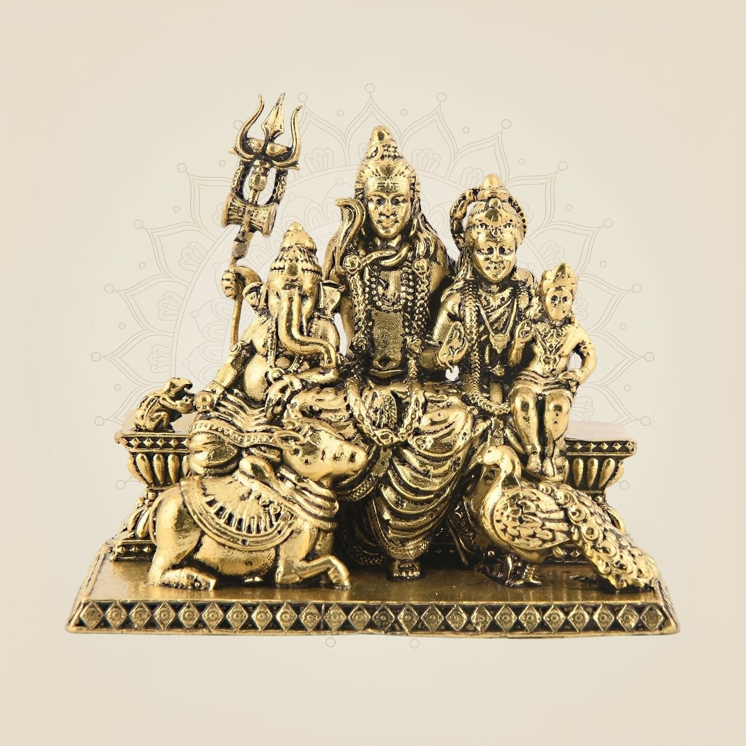Miniature Shiv Parivar Idol in Superfine Brass – 1.75″ Family Murti