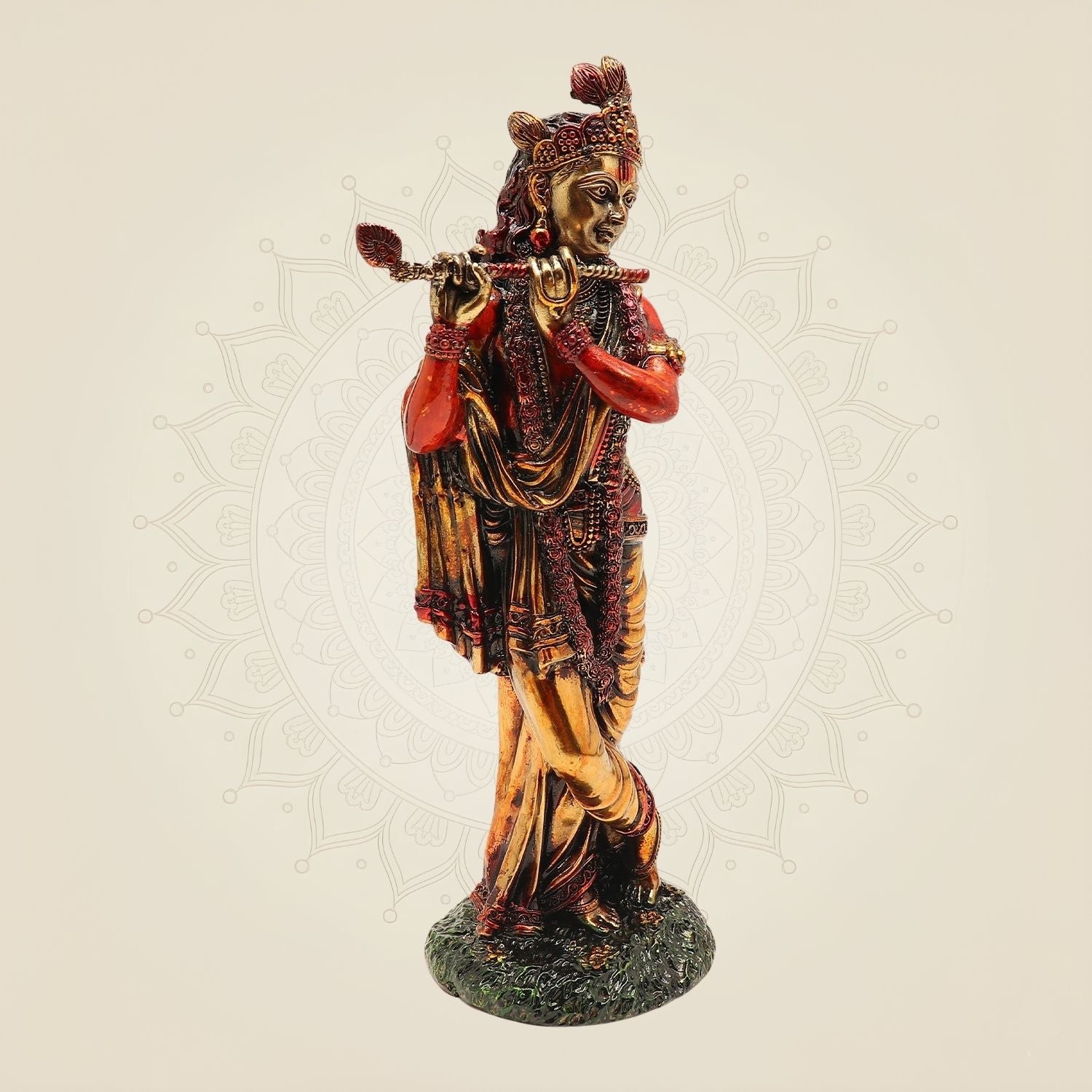 Standing Krishna with Flute Idol 10" Superfine Handcrafted Art Pure Brass Murti