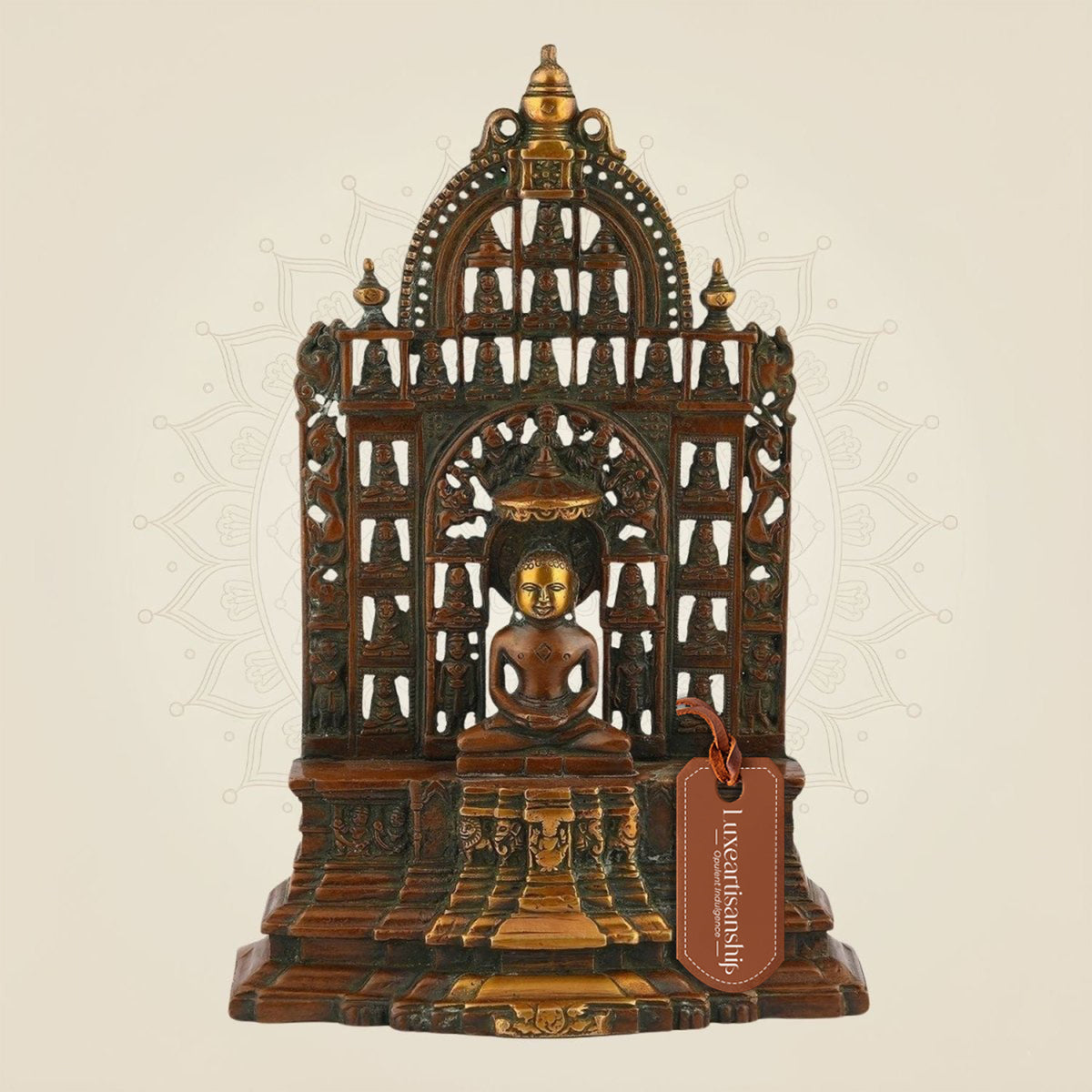 Pure Brass Mahavir Swami Idol – 12" Handcrafted Jain God Murti for Temple & Decor
