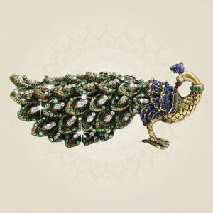 2" Brass Peacock Showpiece Featuring Multicolour Rich Stone Detailing - Luxeartisanship