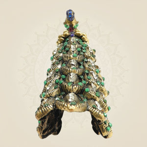 2" Brass Peacock Showpiece Featuring Multicolour Rich Stone Detailing - Luxeartisanship