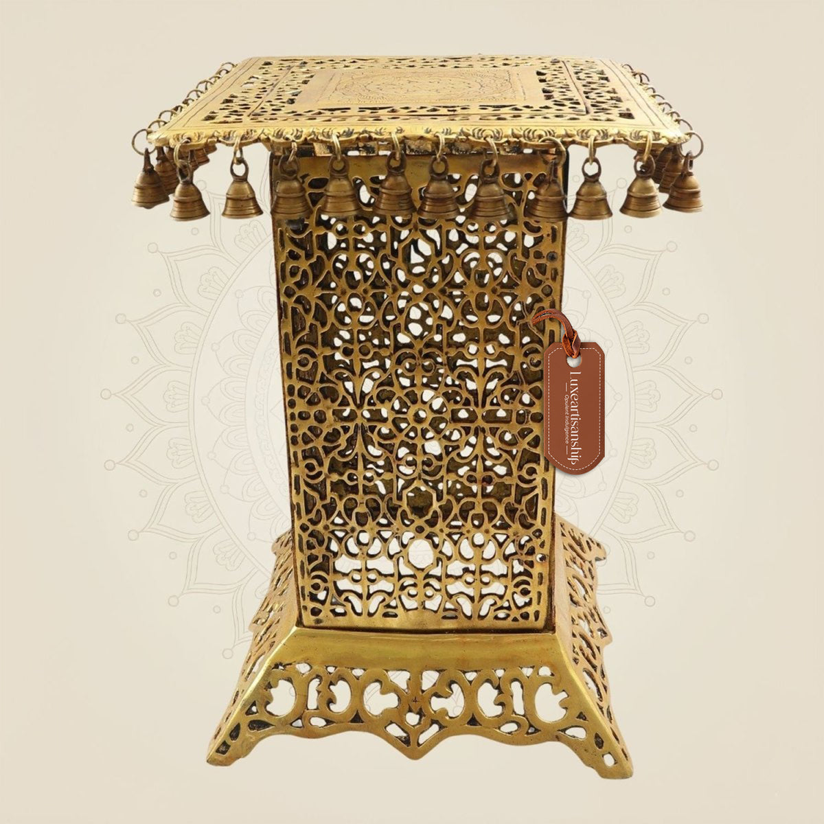 Handcrafted Brass Chowki Table 20.5" – Perfect Altar for Deities & Pooja