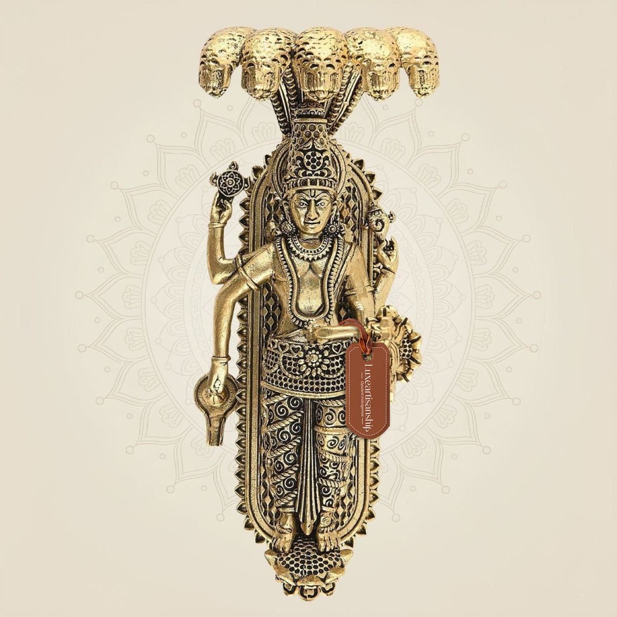 4" Sleeping Vishnu Idol on Sheshnag – Brass Ananta Shayana Murti