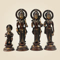 Antique Polish Brass Ram Darbar Idol Set | Rama Sita Lakshman Hanuman Murti 12.5" for Temple & Home Decor
