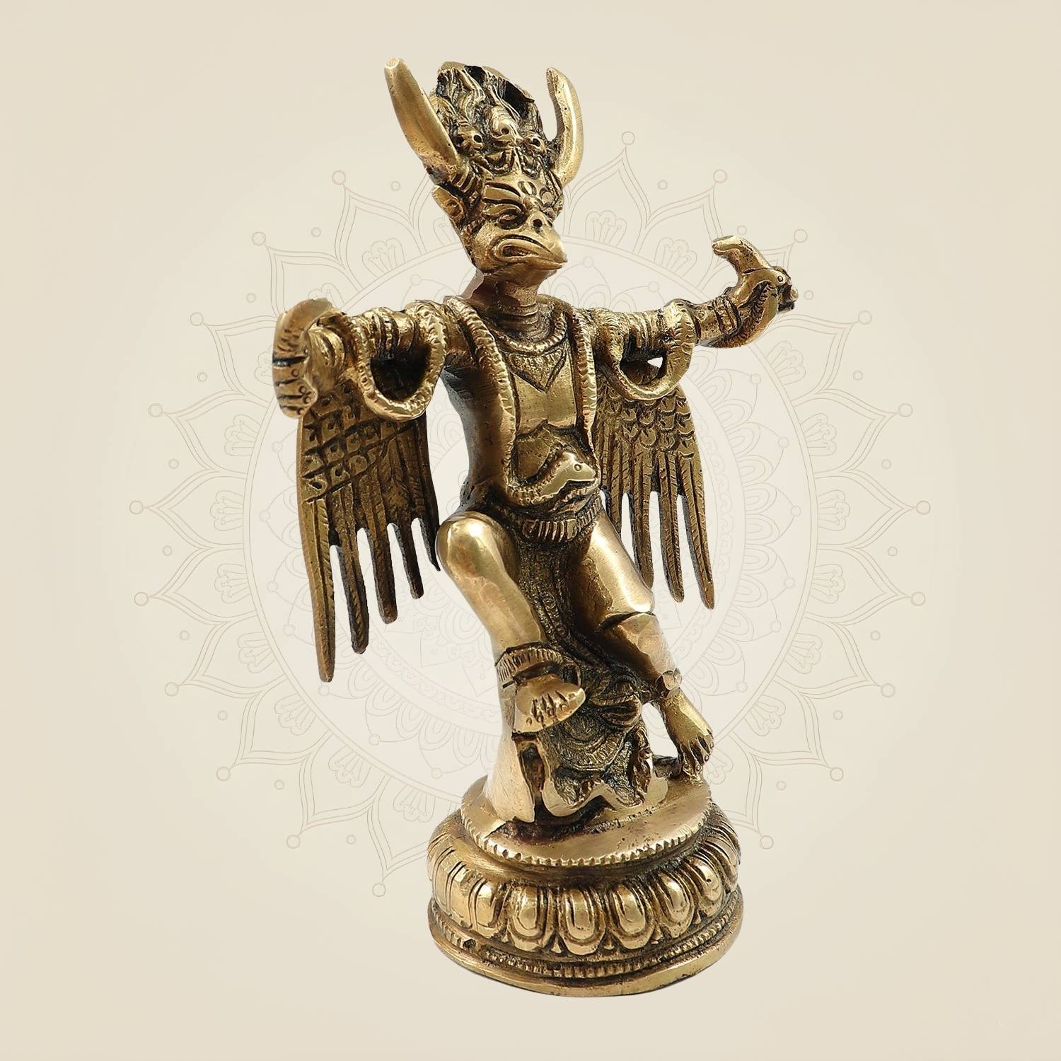 Sacred Brass Garuda Idol – Vishnu’s Vahan Statue for Temple & Home Décor - 8"