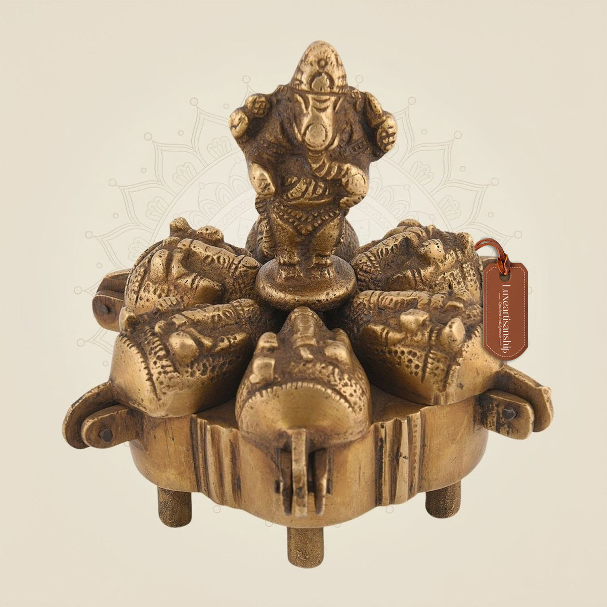Pure Brass Kumkum Box 3.5" – Handcrafted Pooja Sindoor Holder for Temple Decor