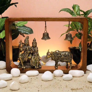 Brass Shiva Idol in Wooden Frame
