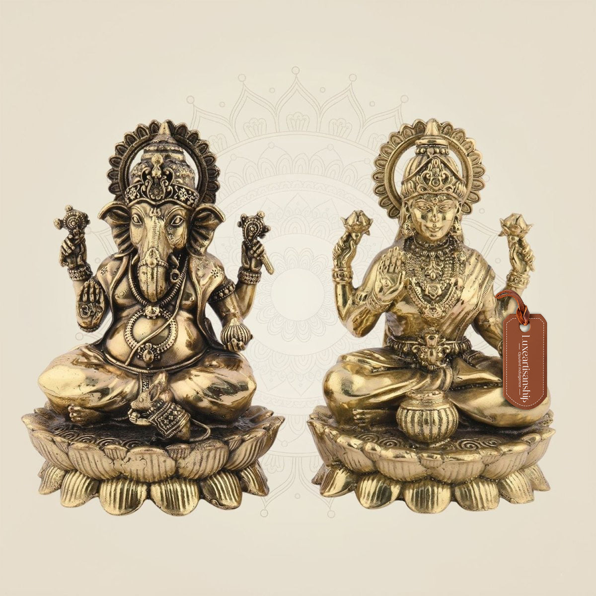 Divine Ganesha Laxmi on Lotus Idol 4.5" Superfine Statue for Spiritual Decor
