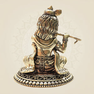 Kanha Playing Flute Brass Murti