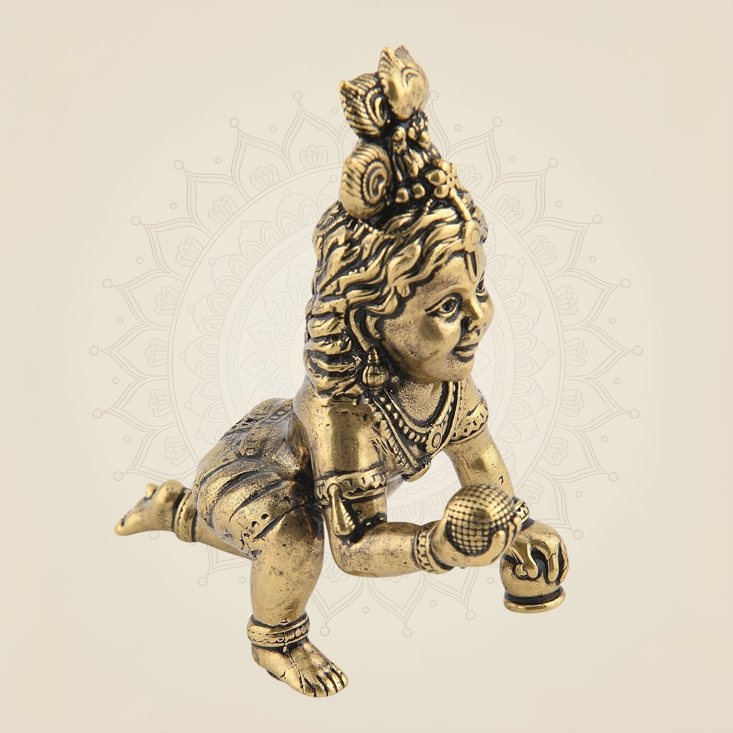 Brass Laddu Gopal 2"- Small Kanha Ji Idol for Home & Gift Use
