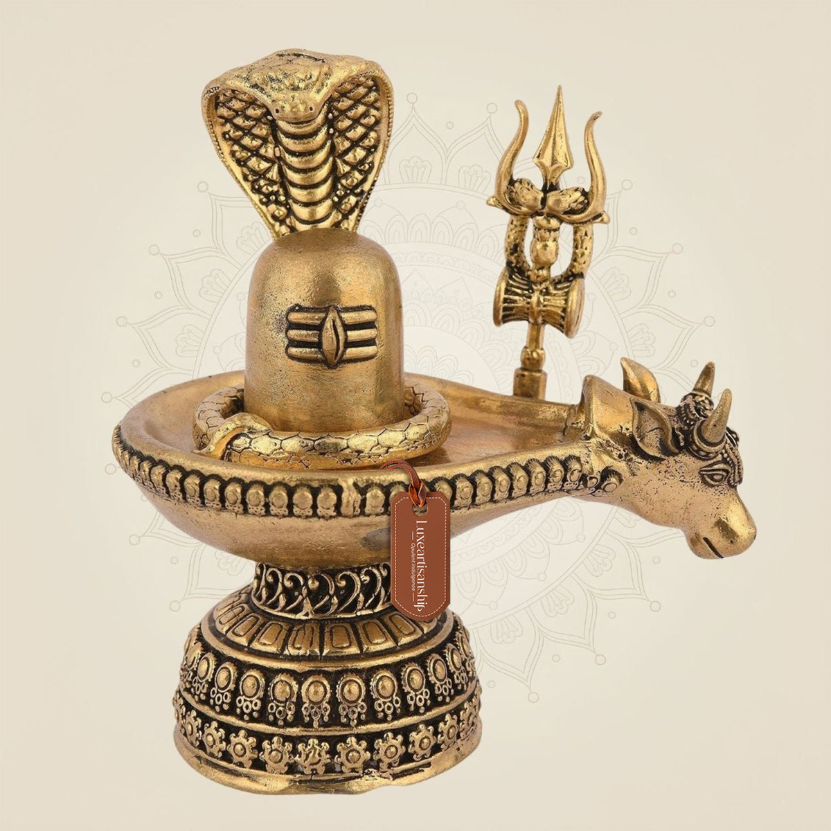 Brass Shivling with Snake Idol – 4" Sacred Shiva Linga for Pooja, Temple & Gifting