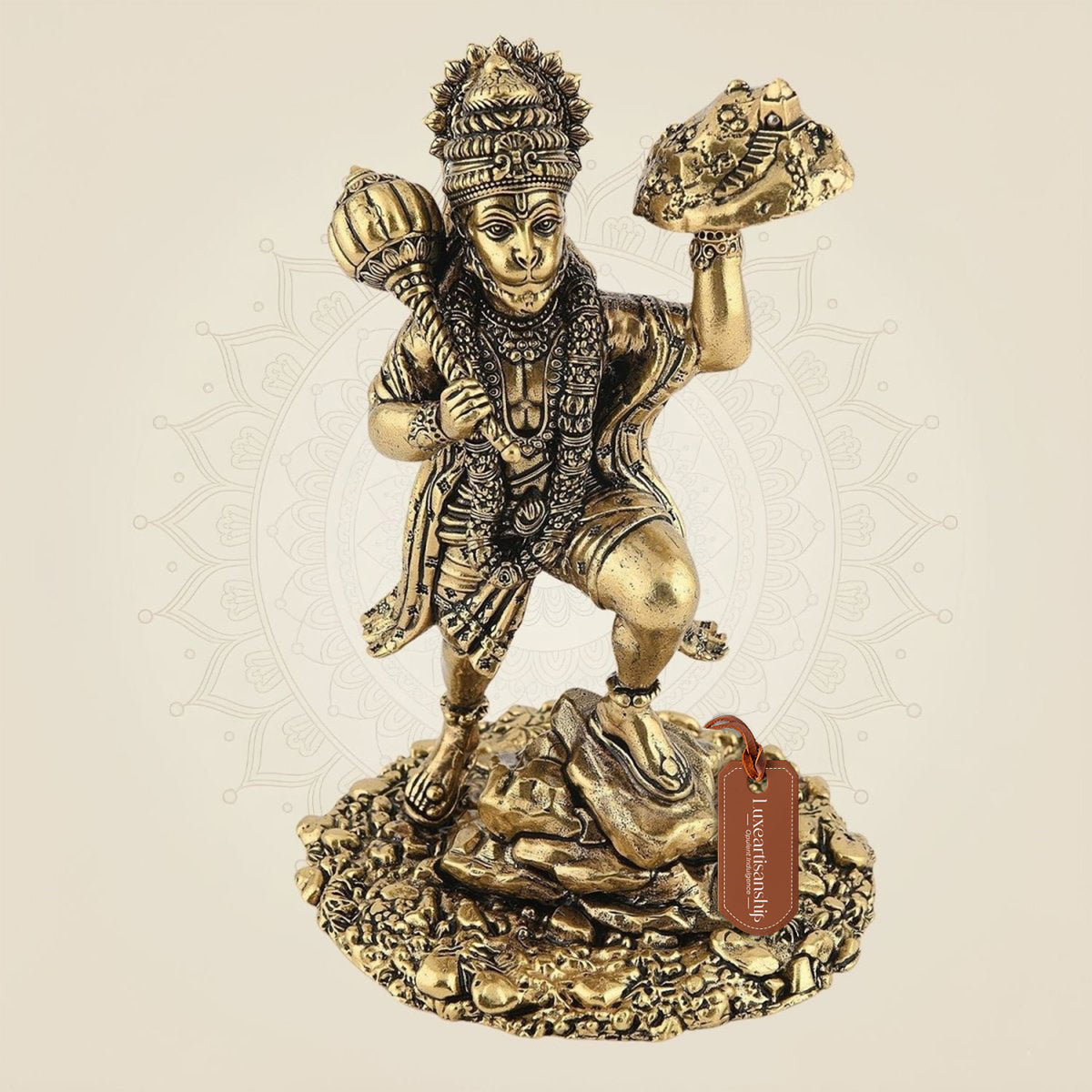 Standing Hanuman Idol 6"– Pure Brass lightweight Bajrangbali Sculpture