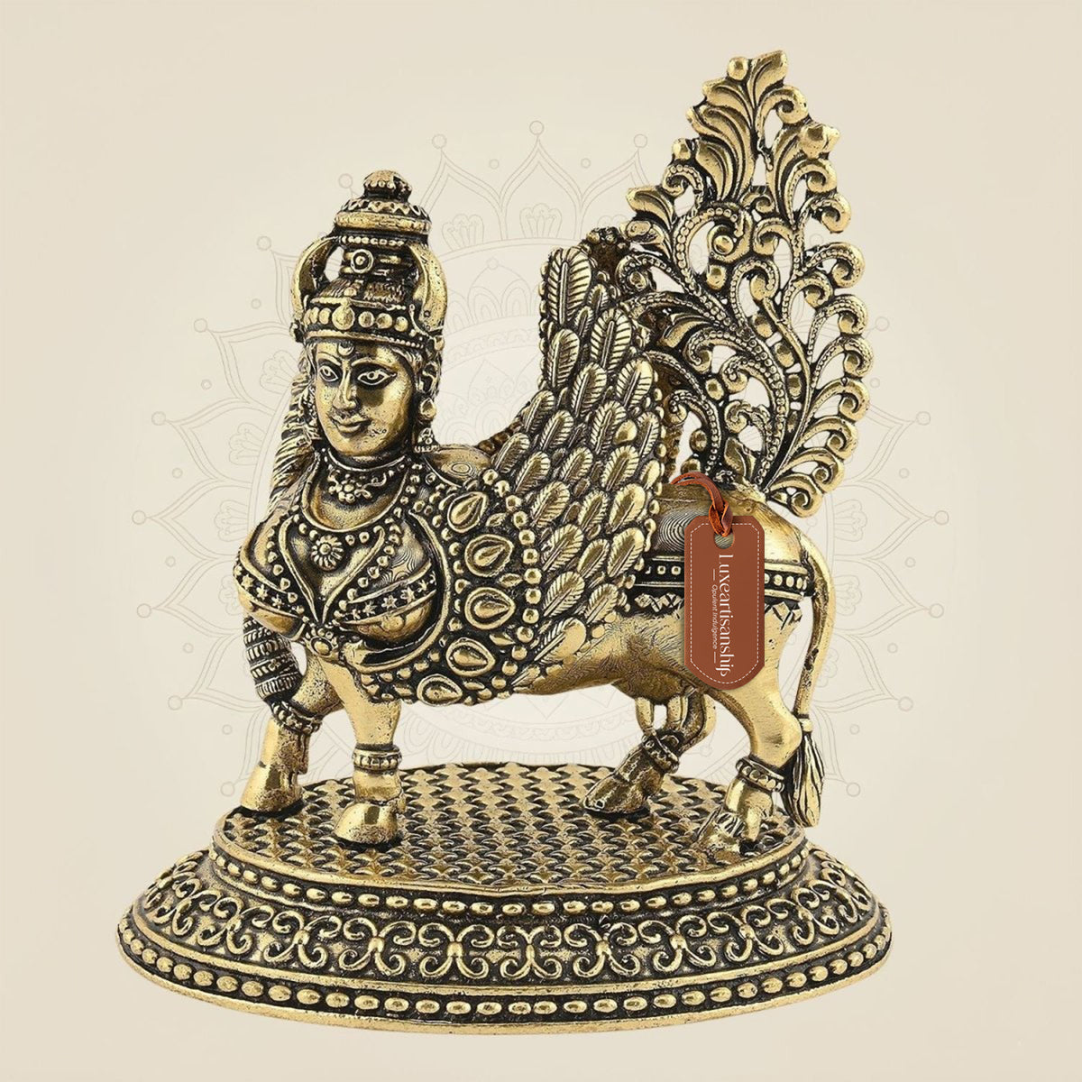 Kamdhenu Cow Base 4.75" – Pure Brass Lightweight Handcrafted Idol