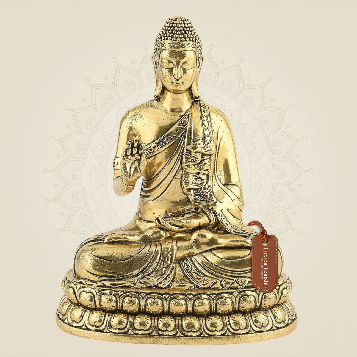 Pure Brass Meditating Buddha Idol – 6.5" Handcrafted Murti