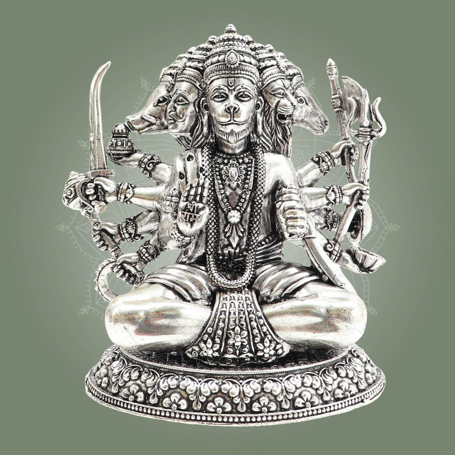 Brass Silver Panchmukhi Hanuman Idol