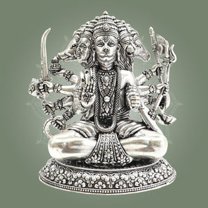 Brass Silver Panchmukhi Hanuman Idol