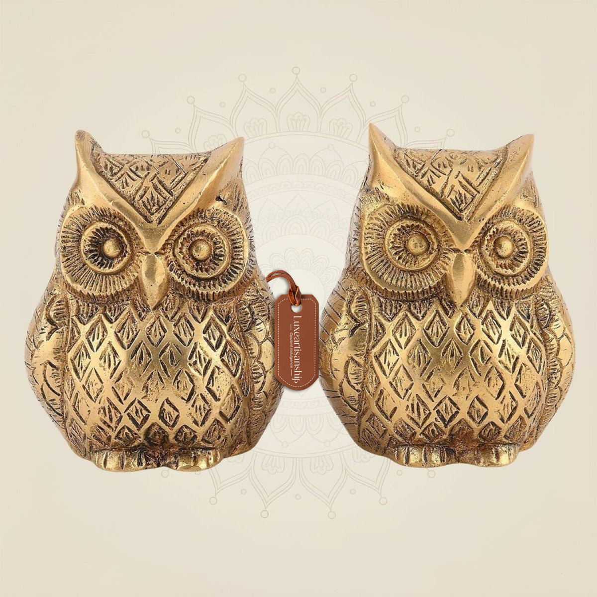 Pure Brass Owl Pair Artisan - 3" (Set Of 2)
