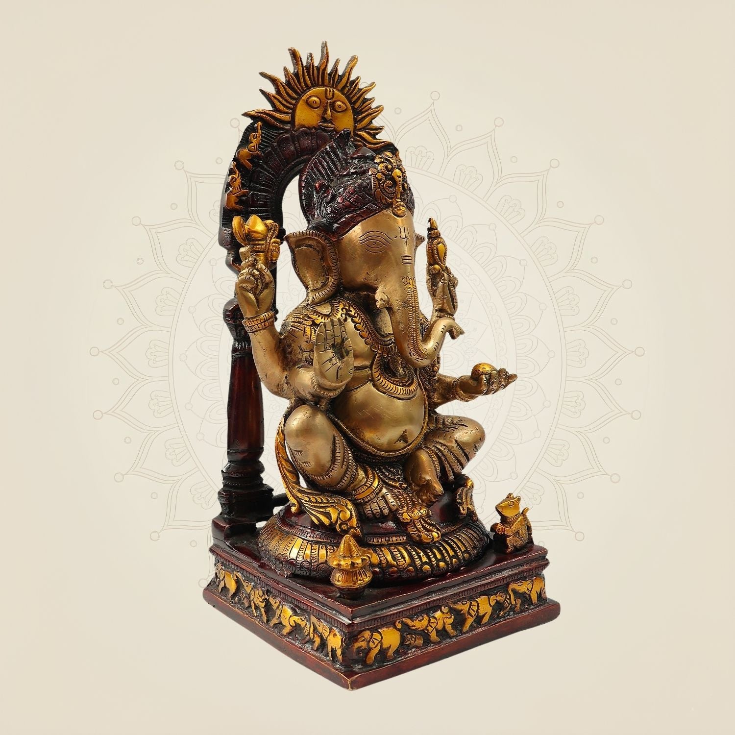 Handcrafted Brass Lord Ganesha Statue with Prabhavali 16"