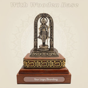 3.75″ Ram Lalla Idol in Brass with Hand Finished Square Wooden Base - Luxeartisanship