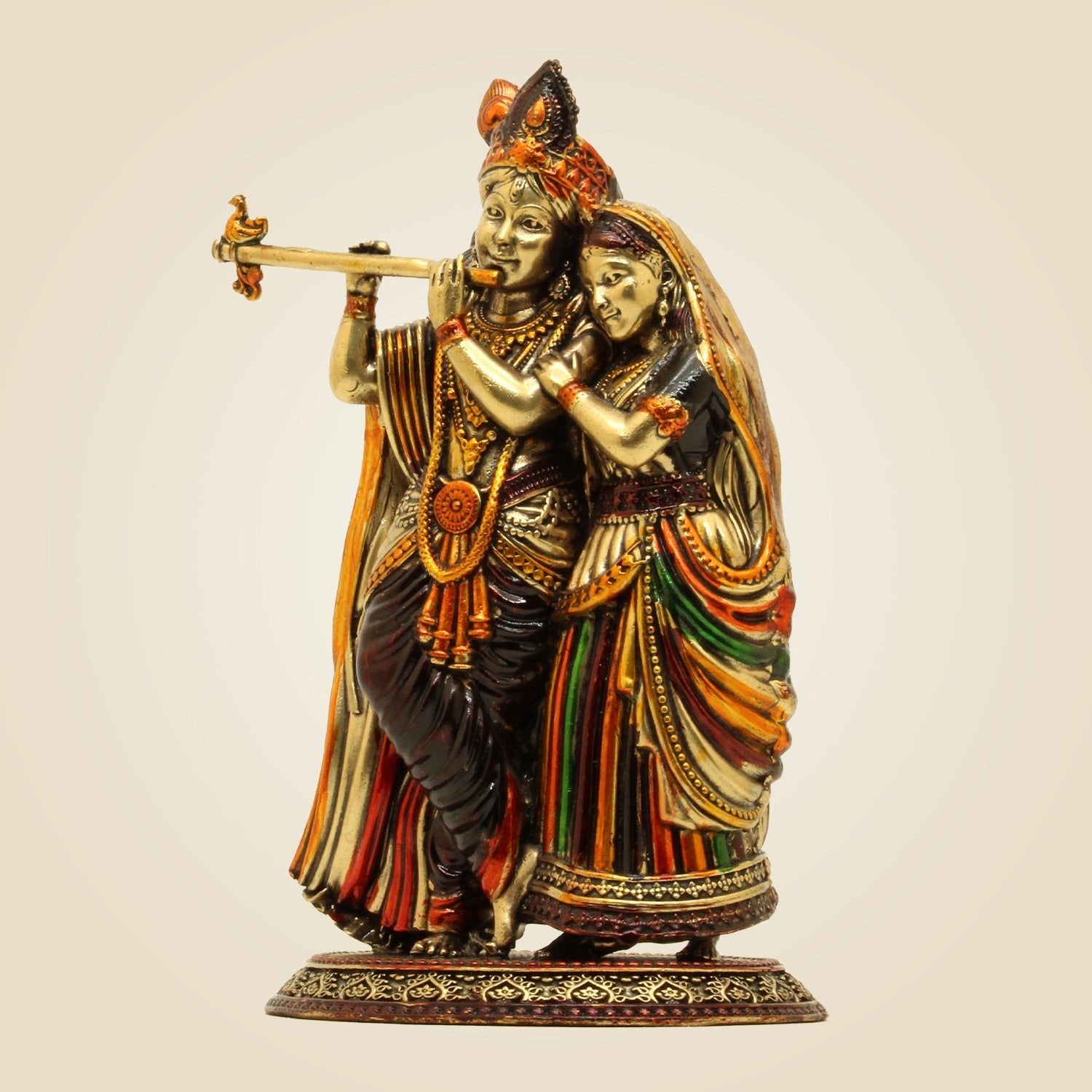 Radha Krishna Leela Brass Idol 5.25" – Handcrafted Murti for Ritual & Divine Gifting