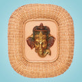 Handcrafted Ganesha Wall Face Mask 19" - Cane Wall Frame Home Décor