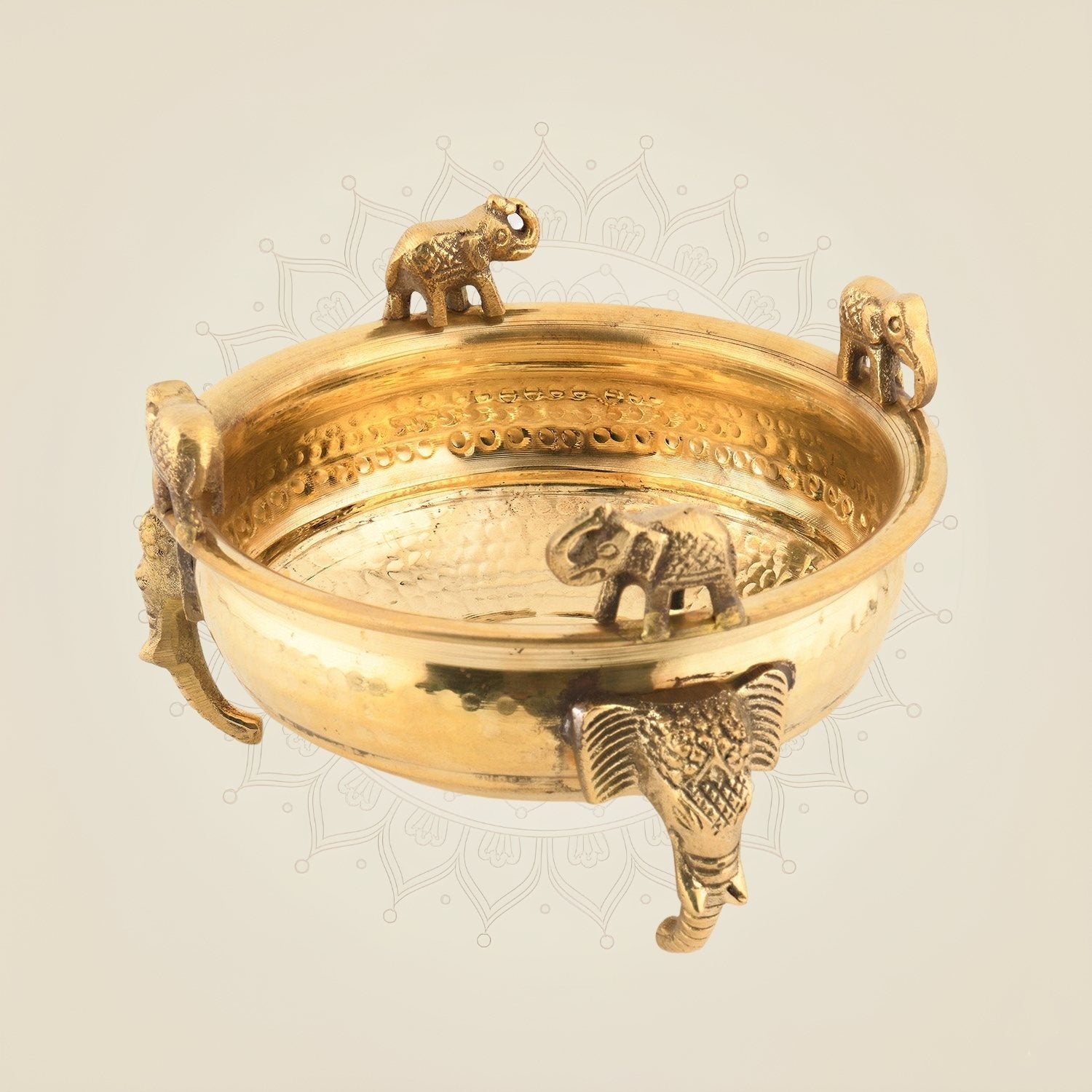 Brass Elephant Urli Bowl 4.25″ – Handcrafted Decor Accent for Home & Mandir