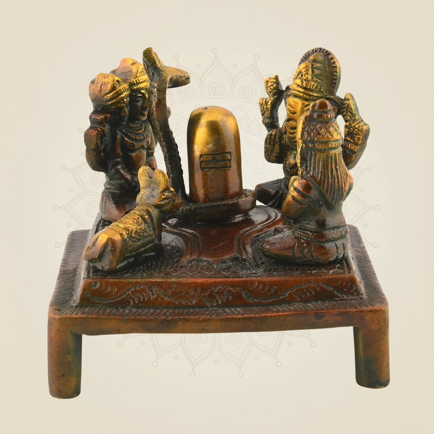 Brass Shiv Panchayat Idol 3.5" | Shiva Parvati Ganesh Decorative Spiritual Statue