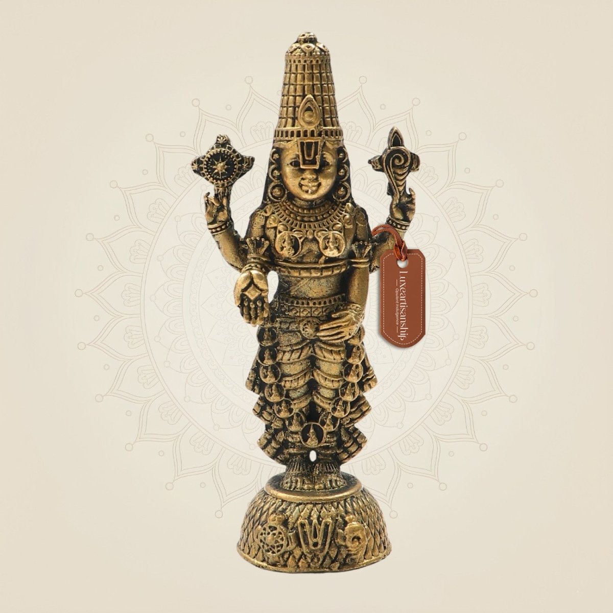 4.25" Bronze Tirupati Balaji Venkateshwara - Panchaloha Murti Temple-Style Craft