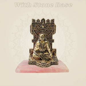 Brass Raghavendra Swamy Statue with stone base