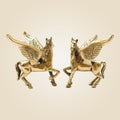 Pair of Brass Winged Horse Idols – Pegasus Style Handcrafted Showpiece - 4.5