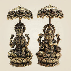 Umbrella Brass Laxmi Ganesh Idol