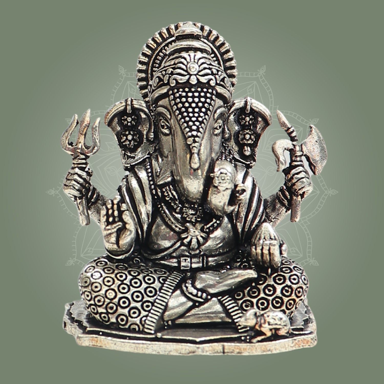 Silver Ganesha Idol Dagdu Seth Brass Murti