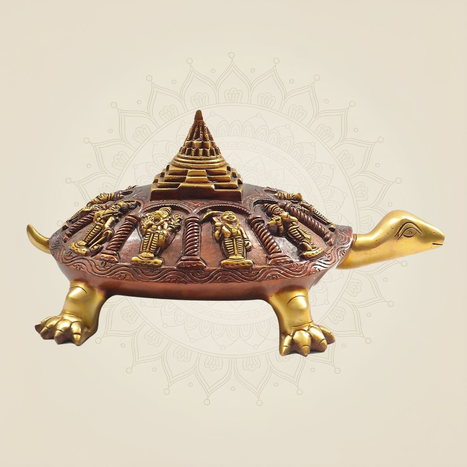 Exquisite Brass Dashavatara on Tortoise Figurine 5.75– Traditional Indian Spiritual Décor