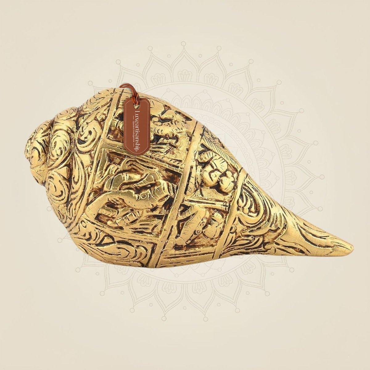 Pure Brass Shankh – 2.5" Handcrafted Pooja Conch for Mandir, Vastu & Spiritual Decor