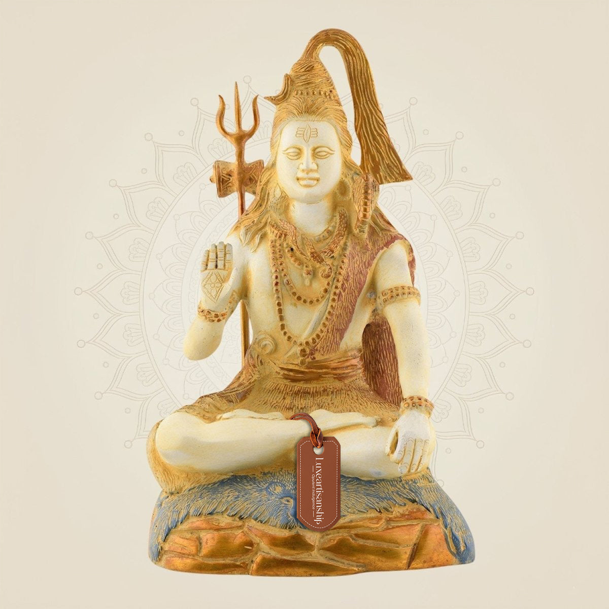 Meditating Lord Shiva Idol – 13.5" Mud Finish Brass Mahadeva Statue