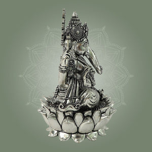 Silver-Plated Brass Ganesha Idol