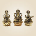 Lakshmi Ganesh Saraswati Idol on Lotus Set 3" – Small Size Pair for Pooja & Décor
