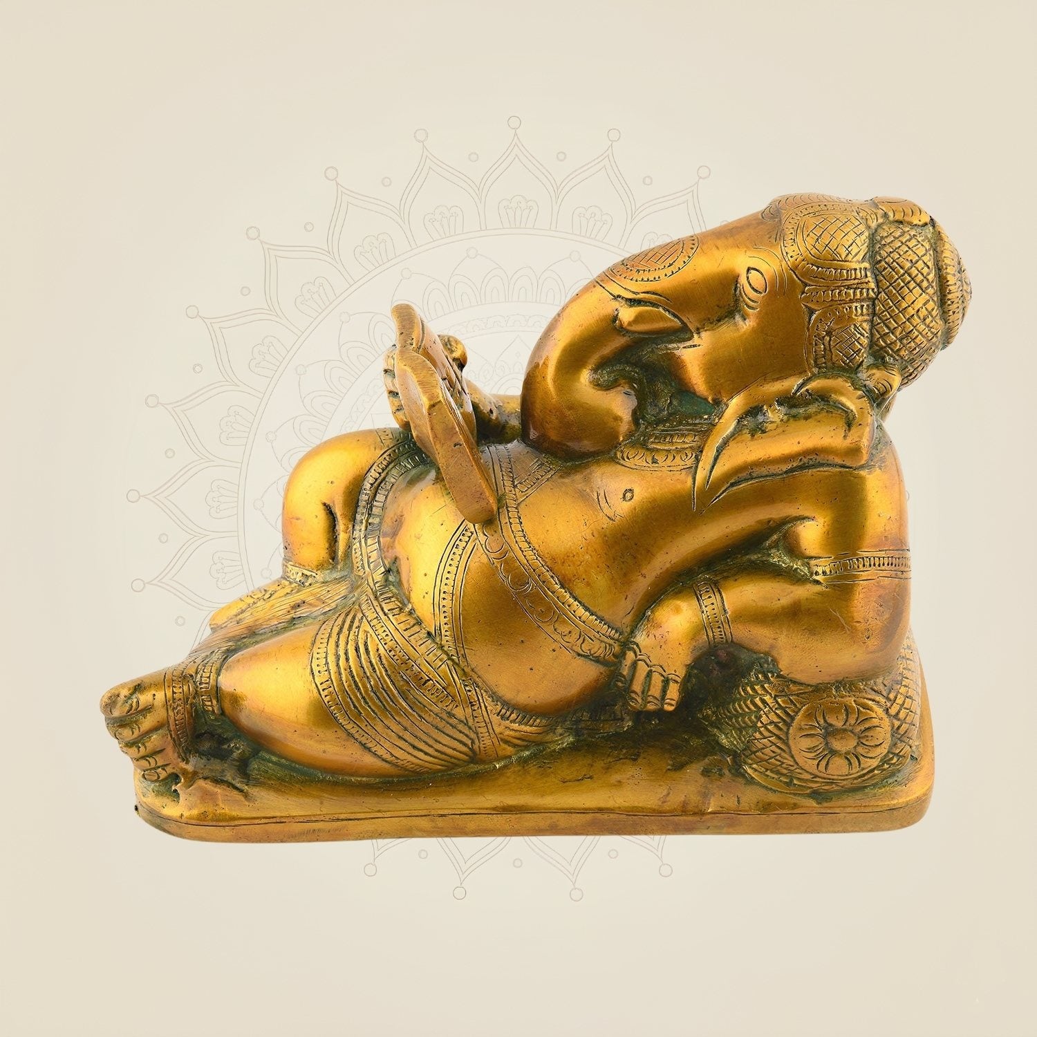 Ganesha Reading Mahabharata Book – 4.5" Brass Idol | Handcrafted Art Decor