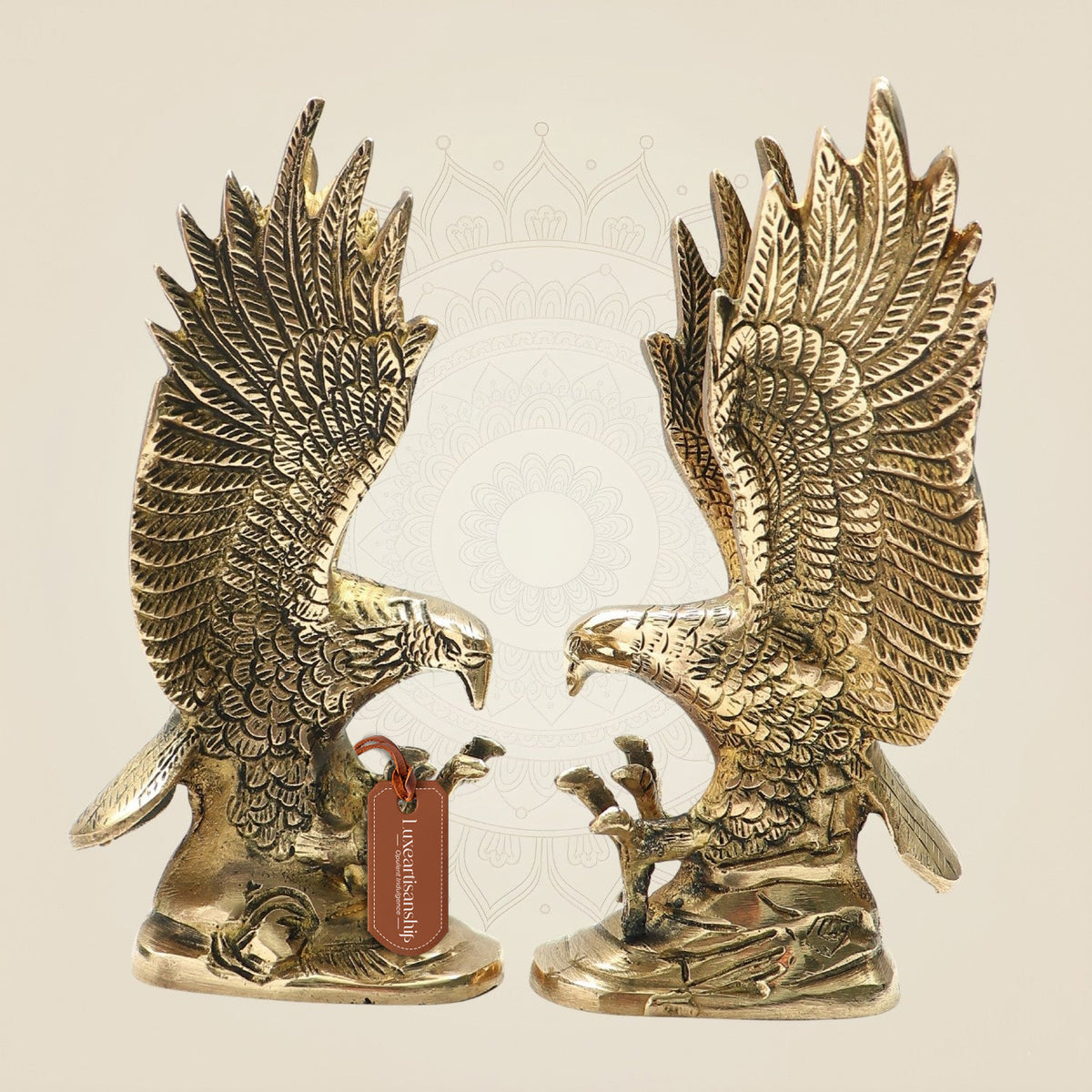 Brass Eagle Pair Showpiece 7.5" – Detailed Art for Powerful