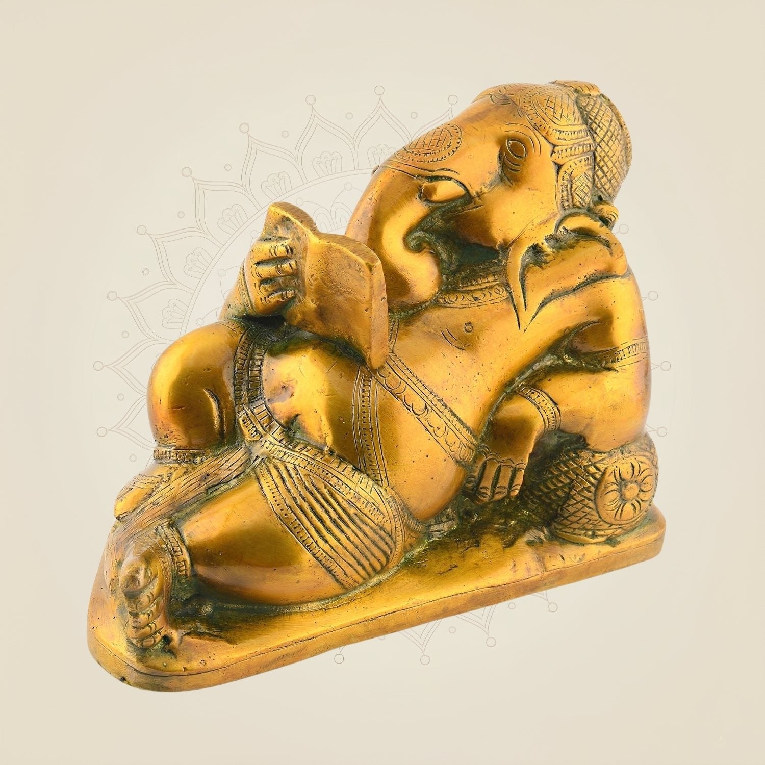 Ganesha Reading Mahabharata Book – 4.5" Brass Idol | Handcrafted Art Decor