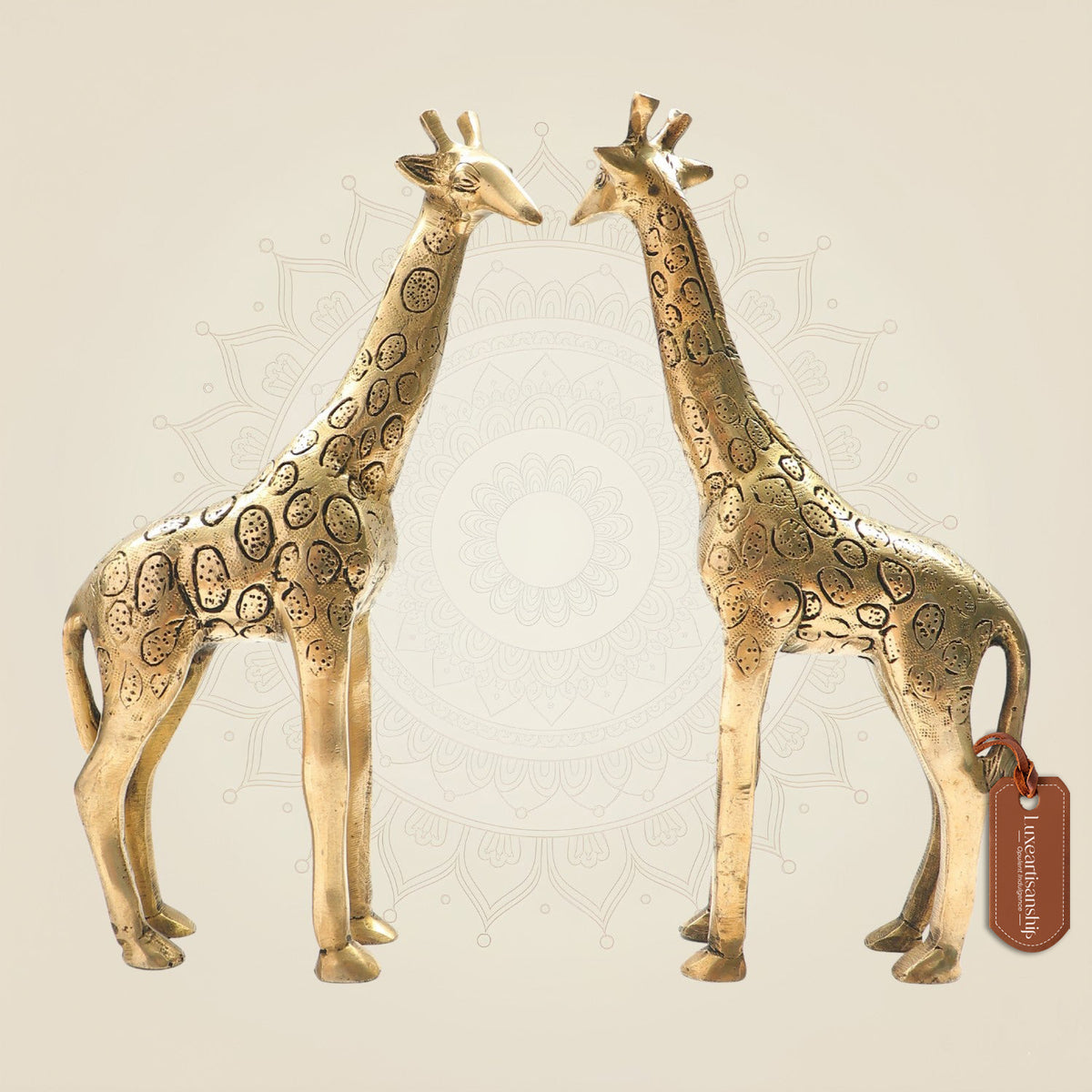 Brass Giraffes in Pair 9"– Handcrafted Animal Art for Stylish Modern Décor