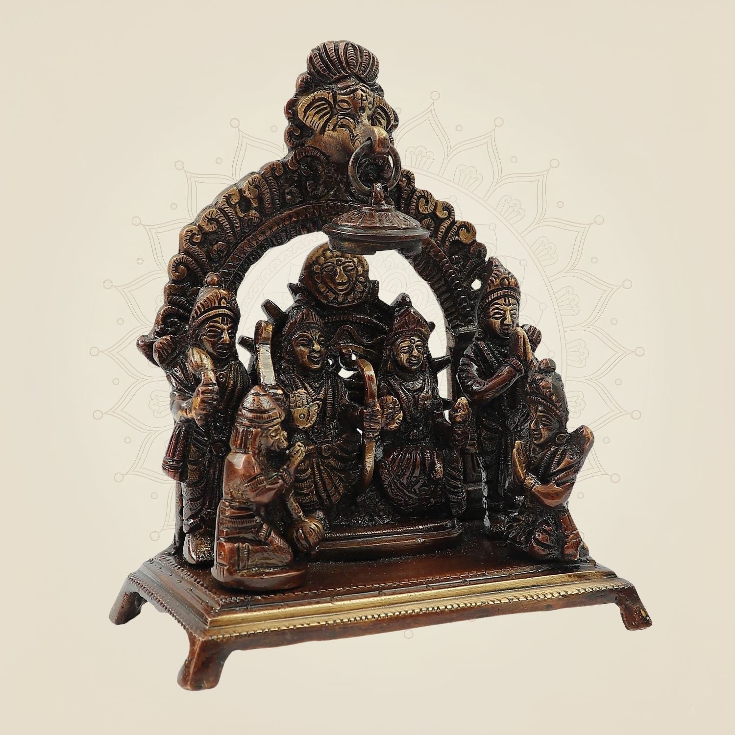 Handcrafted Ram Darbar Brass Statue 6.5" – Elegant Temple & Living Room Décor
