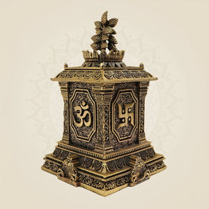 5.5" Traditional Pure Brass Tulsi Maadam with Om Design - Luxeartisanship
