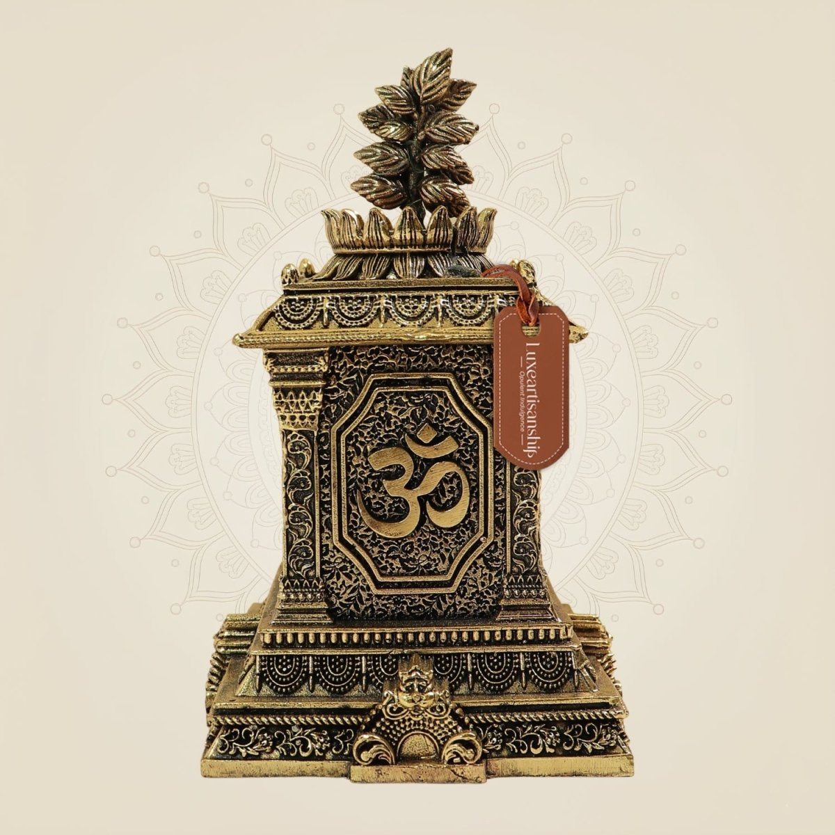 5.5" Traditional Pure Brass Tulsi Maadam with Om Design - Luxeartisanship