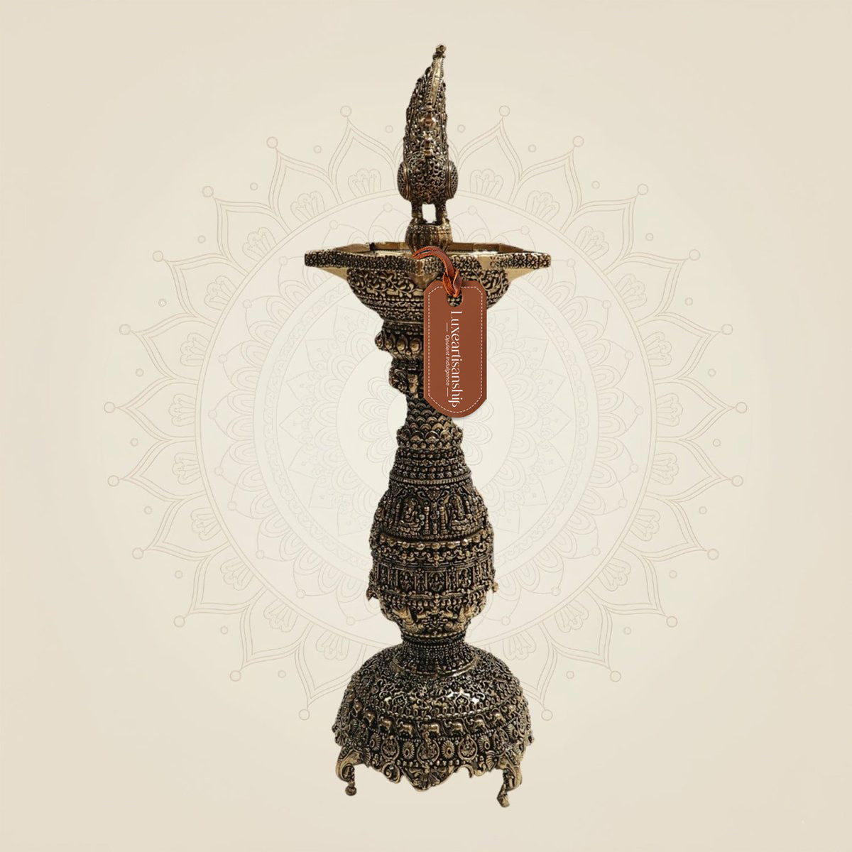Brass Samai Diya with Peacock 12"– Classic Deepam