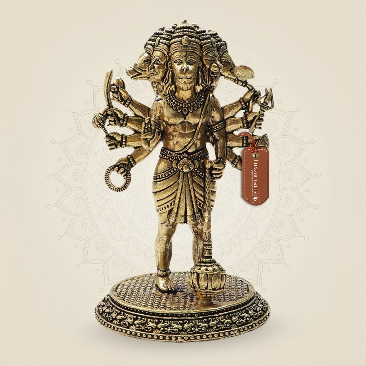 Brass Panchmukhi Hanuman Idol 4.75" – Powerful Protection & Divine Strength